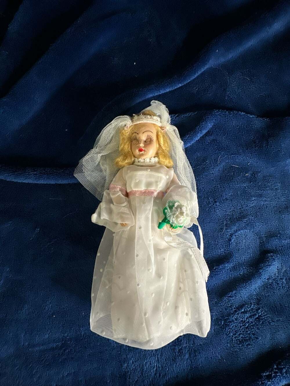 Vintage Nancy Ann Story Book Bride Doll with White Swiss Dot Dress